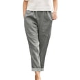 thumbnail image 2 of Xuyuer Womens Casual Cotton Tapered Capri Cargo Pants Loose Elastic Waist Ankle Cropped Trouser with Pockets, 2 of 5