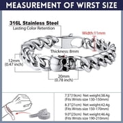 Bandmax Skull Bracelets for Men Women 316L Stainless Steel Cuban Link Chain Bracelet with Skull Charm Gothic Punk Biker Bracelet Jewelry for Halloween Gift