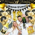 thumbnail image 5 of YANSION 18th Birthday Decoration for Men, 18th Black Gold Balloons with Cheers to 18 Years Banner, Beer & Beer Mug Foil Balloons, Number 18 Foil Balloons for Birthday Party Decorations, 5 of 7