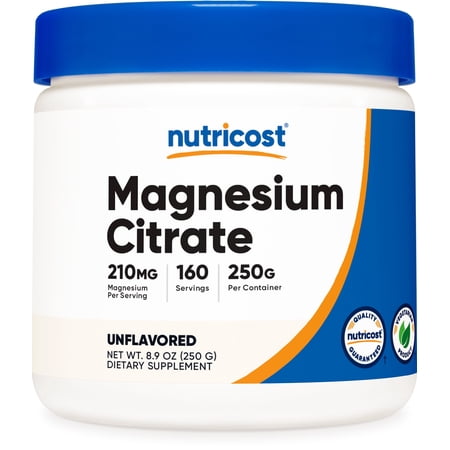 Nutricost Magnesium Citrate Powder Supplement (250 Grams) Unflavored - Gluten Free & Non-GMO