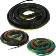3 Pieces Realistic Rubber Fake Snakes 52 Inch and 29 Inch, Black Mamba Snake Toys for Garden Props or Halloween Decorations (Combo 3pc)