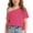 Hot Pink, variant on Girls' Off Shoulder T-Shirt, Short Sleeve Casual Top for Kids, Summer School Outdoor Wear Asymmetrical Neckline Tees