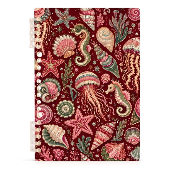Haosy Colorful Jellyfish Shells Notebooks 1-subject Journal 60 Sheets A5 College Ruled Paper Detachable Ring 8.3"x5.7"