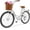 White, variant on Classic Women Commute Bike with Basket, 24" Shimano 7 Speeds Adult Cruiser Bicycle for Ladies - Hi-Ten Steel Frame - Ideal for Urban Commuting and Beach Rides