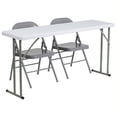 thumbnail image 1 of Bowery Hill Table Pliante et 2 Chaises Pliantes en Gris et Blanc, 1 of 1