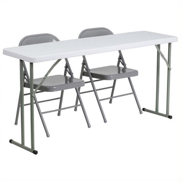 Bowery Hill Table Pliante et 2 Chaises Pliantes en Gris et Blanc