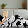 thumbnail image 3 of Dinosaur Soft Flannel Fleece Throw Blanket, Various Black Dino Silhouettes Jurassic Evolution Extinction Predator Animals, Cozy Plush for Indoor and Outdoor Use, 50" x 70", Black White, by Ambesonne, 3 of 5
