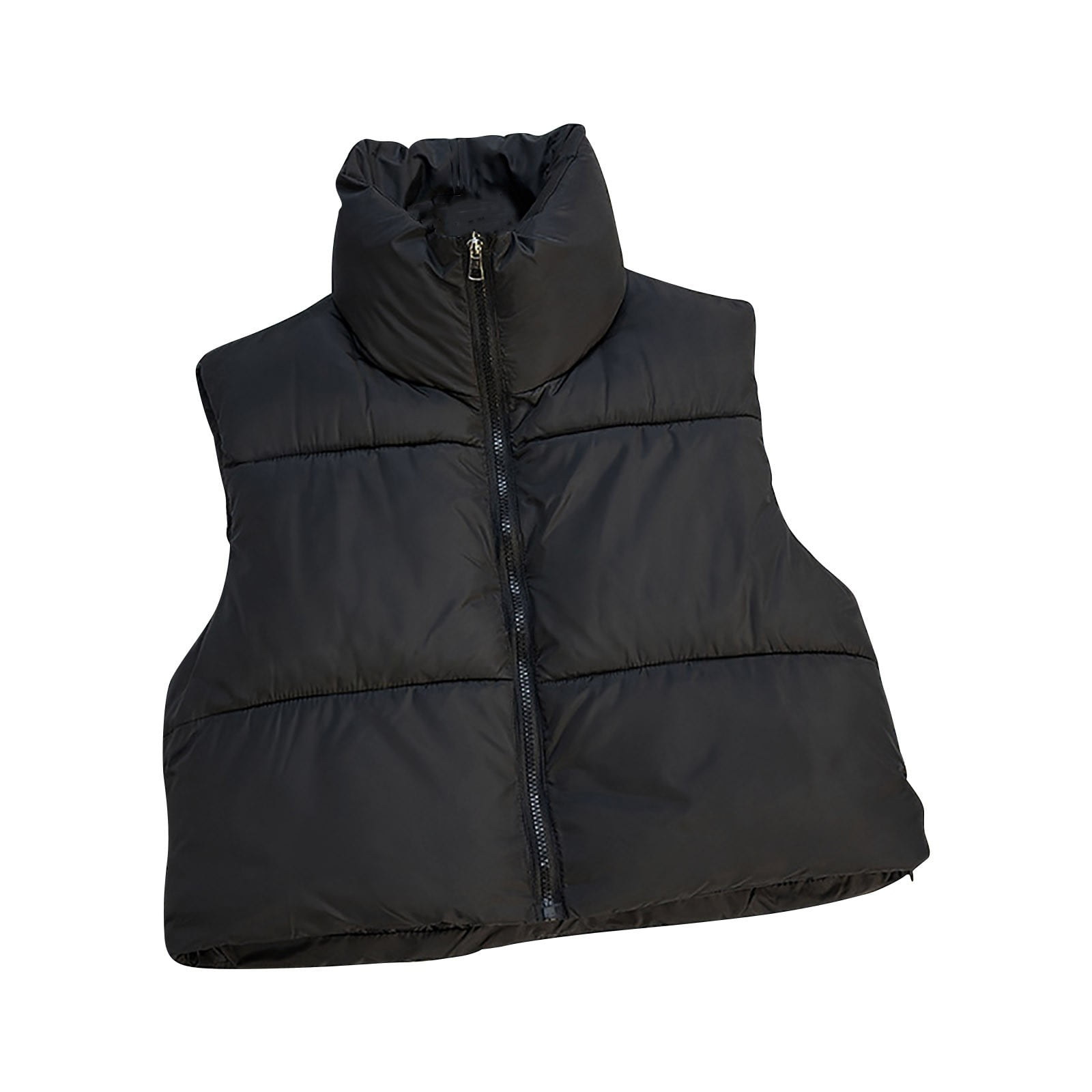 Veste Sans Manche Femme Matelassée Avec Col Haut Beige • Ma Veste