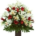 thumbnail image 6 of Sympathy Silks Artificial Cemetery Flowers Red Tulips/White Iris Bouquet with Vase, 6 of 7
