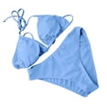thumbnail image 6 of HAPIMO Women's 4-Piece Swimwear Set - Two Piece Bikini Set & Tie Front Long Sleeve Crop Cover Up & Wrap Skirt Summer Tropical Beach Vacation Bathing Suit Light Blue XL, 6 of 6