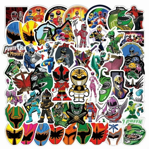 100Pcs Mighty Morphin Power Rangers Stickers for Kids Gifts Water Bottle Cup Laptop Guitar Car Bike Skateboard Luggage Box Waterproof