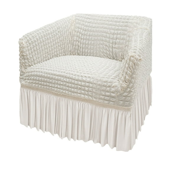 Universal Sofa Couch Cover with Skirt,Stretch Slipcover Armchair Couch Slipcovers Sofa Chair Covers,High Elastic Stretchable Sofa Protector Cover for Home Living Room Office (Cream White, 35in)