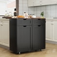 thumbnail image 6 of SNYNUXX Kitchen Island with Drop Leaf, Rolling Mobile Island Cart with Drawer, Wooden Countertop and Lockable Casters, Black-35.43"x23.62"x35.43", 6 of 9