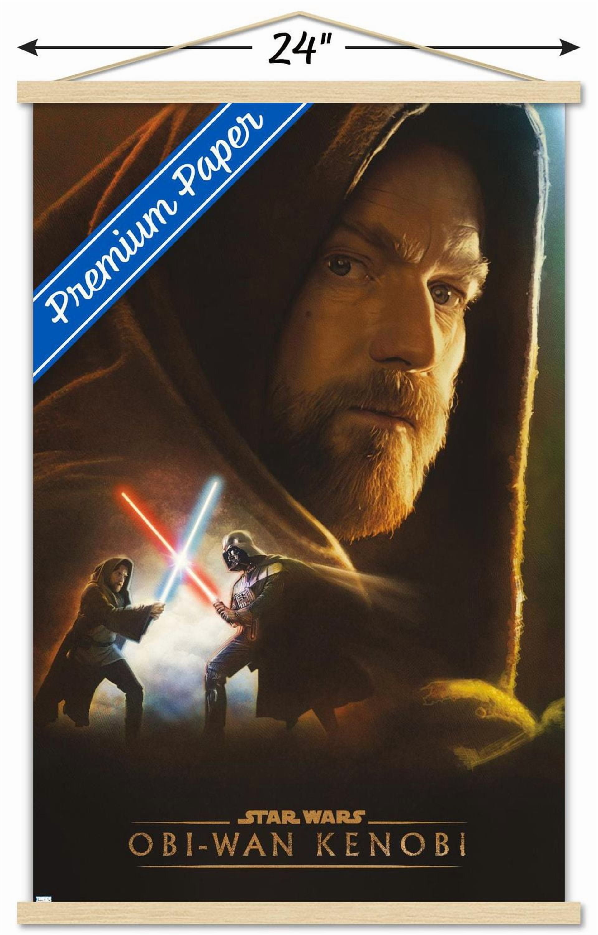 Star Wars: Obi-Wan Kenobi – Obi-Wan Collage 22.375" x 34" Wall Poster with Beechwood Magnetic Frame, by Trends International
