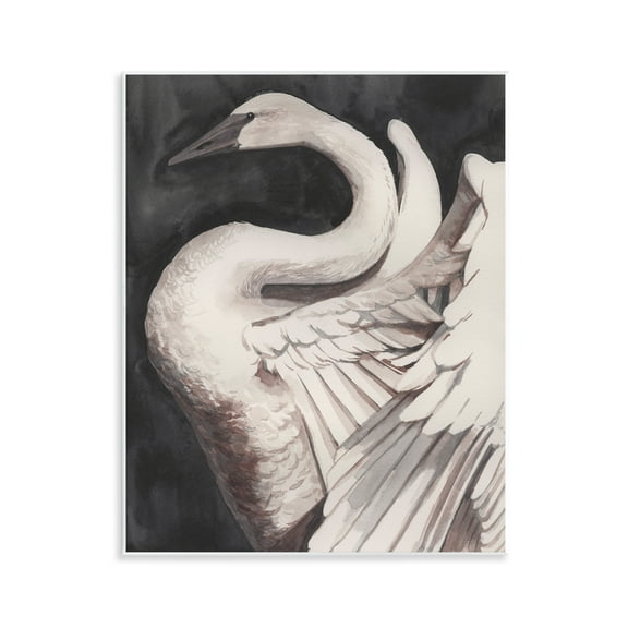 Stupell Industries Swan Spreading Wings Animals Painting Unframed Art Print Wall Art, 11 x 14