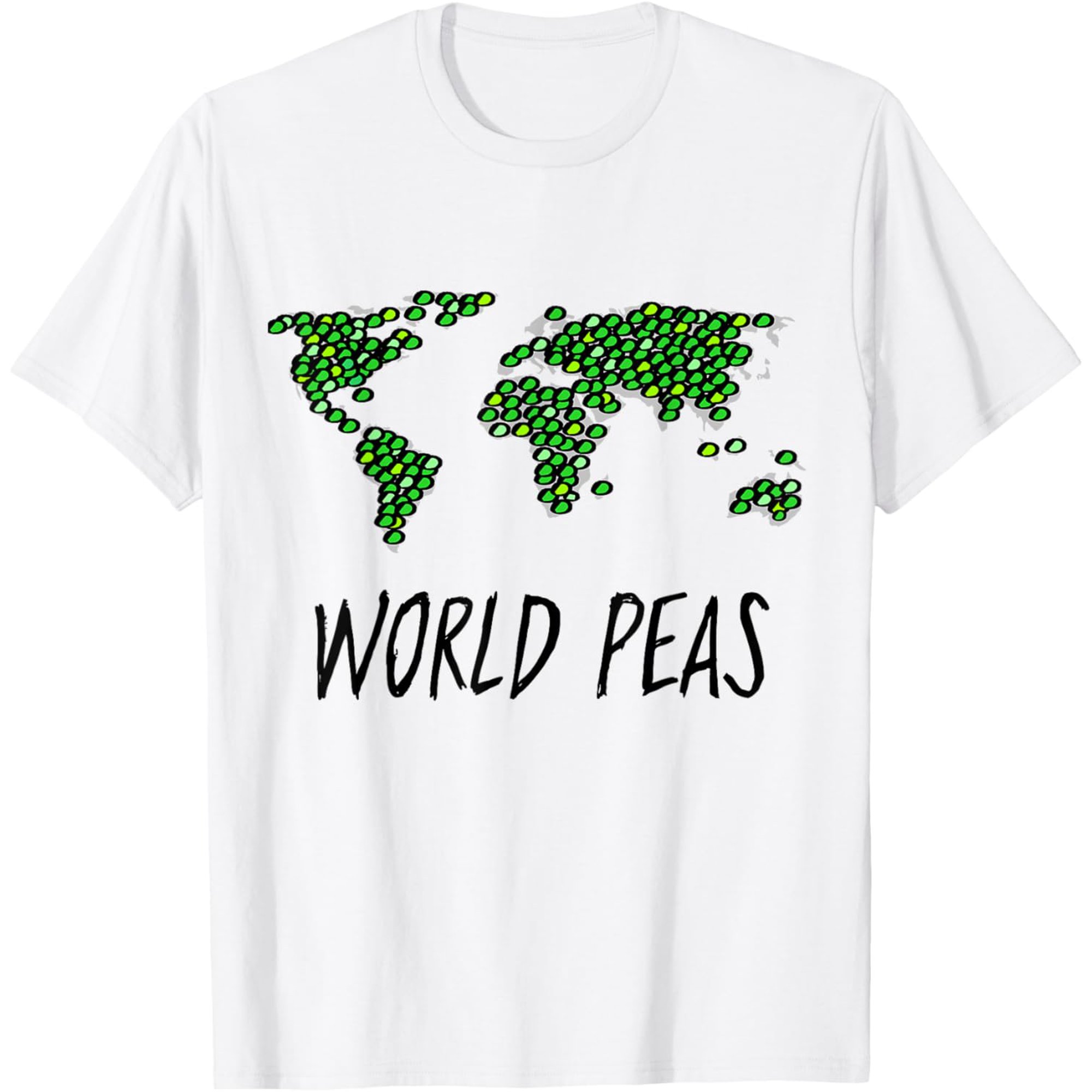 Funny Pun Tee World Peas T Shirt World Peace Play on Words T-Shirt men and women can wear, black, white, gifts