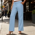 thumbnail image 2 of Yyeselk Women Work Pants with Pockets Straight Leg Slacks Classic Slim Fit Elastic High Waisted Dress Trousers Light Blue XL, 2 of 6
