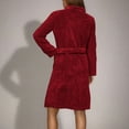thumbnail image 5 of Women's Solid Color Long Sleeve Plush Bathrobe - Winter Warm Homewear, Red, XL, 5 of 5