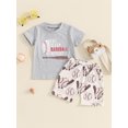 thumbnail image 2 of FEORJGP Kids Baby Boys Summer Outfits 6M 12M 18M 2T 3T 4T Toddler Short Sleeves T-Shirts Baseball Letter Print Tops and Elastic Shorts Set Infant Fashion Casual 2 Piece Clothes Set for Daily, 2 of 8