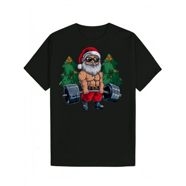Men's Classic Christmas-Themed T-Shirt - Funny & Stylish Summer Tee with Vintage Black Design, Casual Round Neck, Machine Washable - Perfect Gift for Him, Christmas Pattern, Short Sleeve,