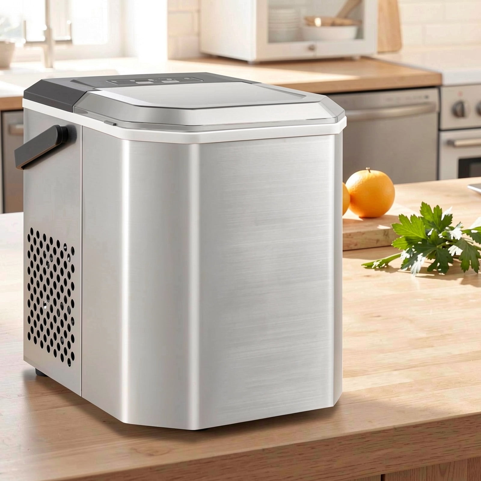 RUIE Countertop Ice Maker,Portable Ice Machine with 26.5 Lbs/Day Production and Self-Cleaning,2 Ice Sizes,One-Button Start,Bullet Ice Maker for Home Kitchen Office Party