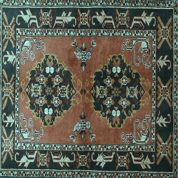 Ahgly Company Indoor Square Persian Light Blue Traditional Area Rugs, 8' Square