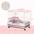 thumbnail image 3 of PawHut Cage pour Petits Animaux à 2 Niveaux de 32 Po L avec Roues Universelles Verrouillables, Rose, 3 of 10