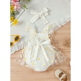 thumbnail image 3 of Caoirhny Baby Girl 2Pcs Summer Outfits, Ruffle Sleeve Daisy Print Romper Mesh Dress with Headband Set, 3 of 8