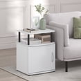 thumbnail image 2 of Furinno JAYA Side Table 2-Tier Shelf w/ Door Cabinet Night Stand White, 2 of 6