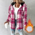 thumbnail image 6 of cocolona Womens Fleece Jackets Plaid Shacket Casual Long Sleeve Flannel Jacket Fall Winter Warm Hooded Coats with Pockets, 6 of 6