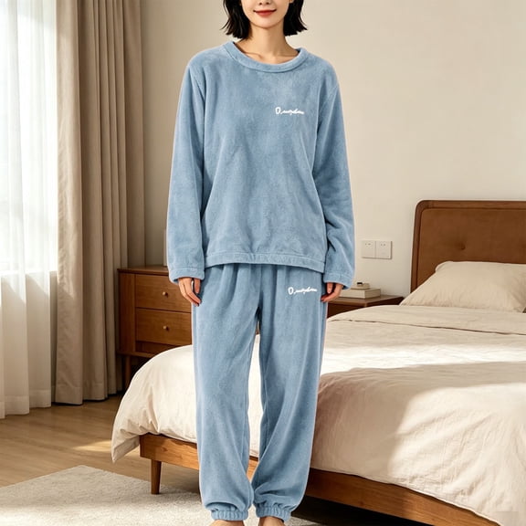 Liuchenyi Under $10 Womens Pajamas Set Fuzzy Fleece Two Piece Loungewear Long Sleeve Sweatshirt Jogger Pants Warm Cozy Pajama Set Xxxxl