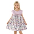 thumbnail image 3 of SROBPTY Girls Summer Dress Print Crew Neck Mid-Length Short Sleeve Sundress for 6 Months -10 Years, 3 of 5