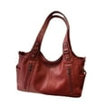 thumbnail image 4 of Bolso de hombro para mujer, con cierre de cremallera, para el trabajo, moderno, tipo tote, tipo hobo Rojo, 4 of 9