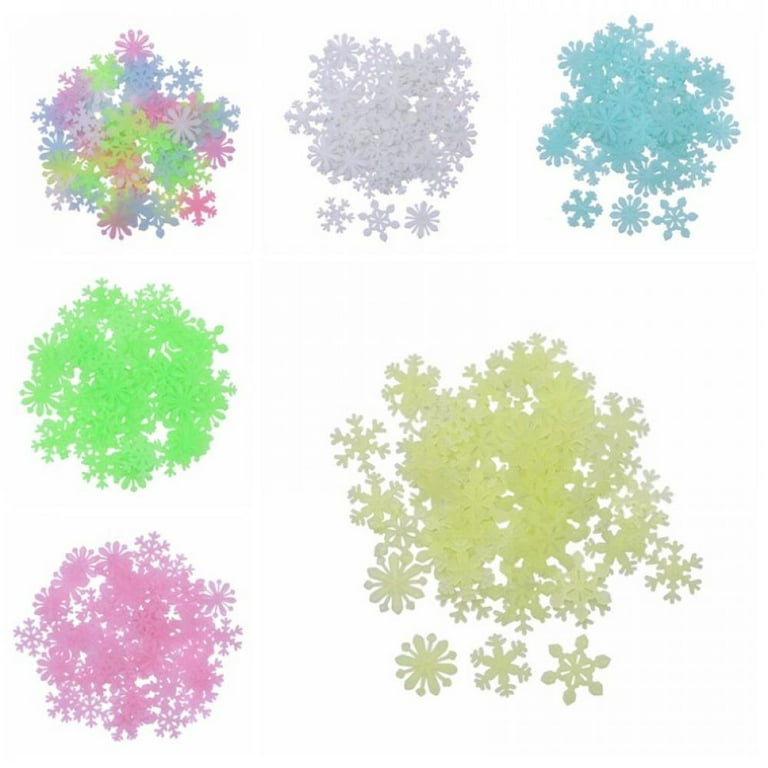 50pcs/lot Luminous Wall Stickers,Christmas Little Snowflakes Stickers,Glow  In The Dark Creative Snowflake Wall Decor,Colorful Fluorescent Adhesive  Glowing Stickers for Ceiling Bedroom Decorations 
