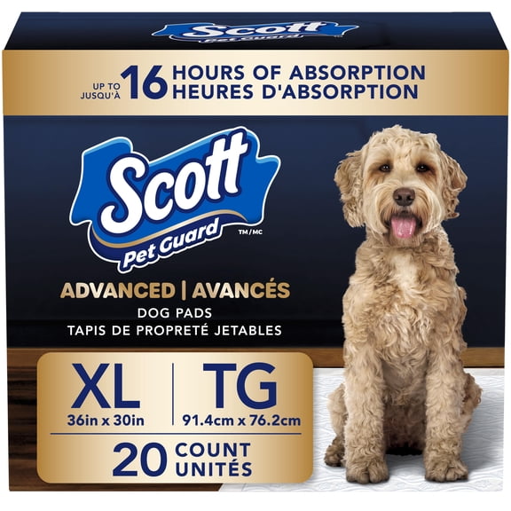 Tapis de propreté pour chiens Scott Pet Guard Avancés – Tapis d’entraînement pour chiots, chiens moyens et grands – Paquet de 20