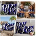 thumbnail image 5 of Blue Stripe Outdoor Waterproof Pillow Covers, Ombre Grey Moire Geometric Modern Abstract Decorative Square Throw Pillowcase Sofa Cushion Sham for Patio/Couch/Chair, 24"x24" 2 Pack, 5 of 8