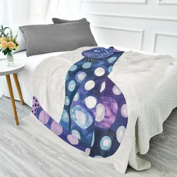 Fluorescent Cover blanket 70x55 inch frannel blanket Office nap blanket Camping blanket Bedding travel blanket Glow blanket Blue Pretty Cat