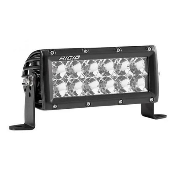 Rigid Lighting Light Bar 106213 E-Series; LED; 6 Inch Length; 12 Clear Bulb; 85 Watt/6.07 Amp Draw; Spot Beam; 9504 Raw Lumens; Clear Polycarbonate Lens; Black Housing; Surface Mount