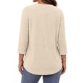 thumbnail image 4 of WellSize 3/4 Sleeve Blouses for Women Plus Size Henley Shirts Casual Crew Neck Tunic Tops Trendy Fall Pullover, 4 of 10