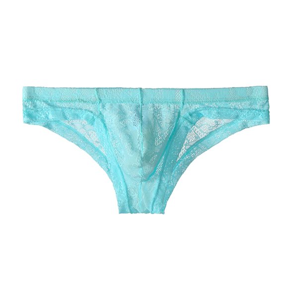 ZQUUVOU Men's Sheer Lace Thong Underwear Thin Breathable Soft Stretchy Lightweight Underwear Everyday Comfortable Wear Light Blue