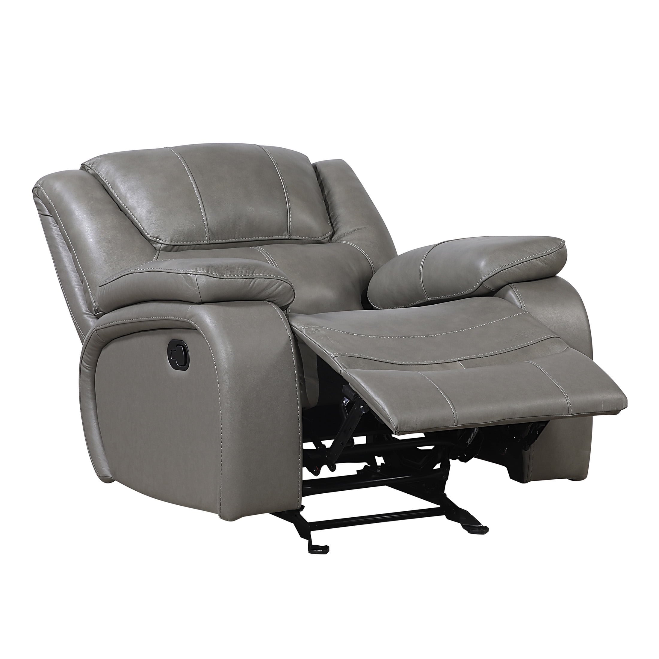 OakvillePark Arlisse Leather Match Glider Manual Reclining Chair, Gray