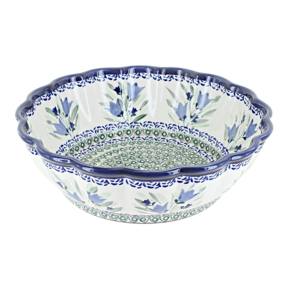 Blue Rose Polish Pottery Blue Tulip Large Scallop Bowl