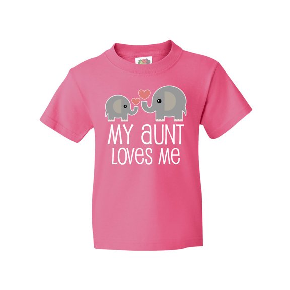 Inktastic My Aunt Loves Me Niece Nephew Elephant Youth T-Shirt
