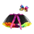 thumbnail image 2 of Elainilye Fashion Girls Tutu Skirt Cute Net Yarn Princess Skirt Multi-color Skirt Bow Hairpin Suit, Sizes 2-11Y,Black, 2 of 9