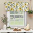 thumbnail image 6 of Kitchen Valances for Window, Yellow Daisy Country Leaves Light Filtering Rod Pocket Valance Curtain, Farm White Wooden Grain Short Curtains Window Topper for Bedroom Bathroom Living Room 42x12in, 6 of 9