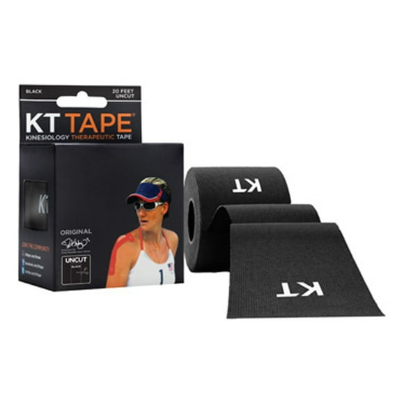 KT Tape Original Cotton Elastic Kinesiology Therapeutic Athletic Tape, 16 Ft, Uncut Roll, Black
