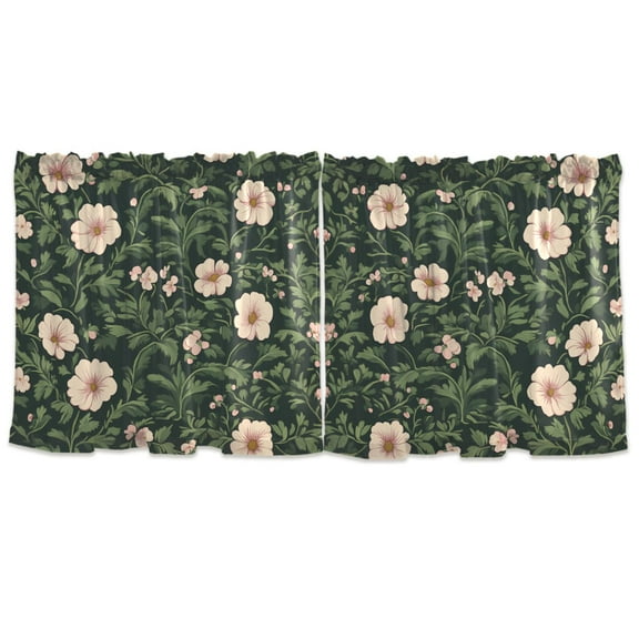 Vivid Floral Design Tier Curtains for Kitchen 57x24 Inch Semi Sheer Light Filtering Half Window Curtains 2 Panels