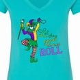 thumbnail image 4 of Inktastic Let the Good Times Roll Mardi Gras Jester Women's V-Neck T-Shirt, 4 of 5