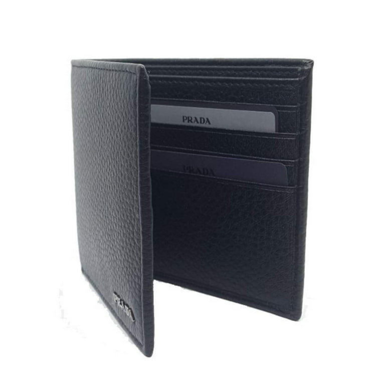 Prada Portaf. Orizzontale Nero Black Vitello Grain Leather Wallet 