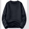 thumbnail image 5 of FRSASU Men's Sherpa Lined Knited Sweater Fleece Velour Pullover Basic Tops Warm Fall Winter Sweatshirt Dark Gray, 5 of 5